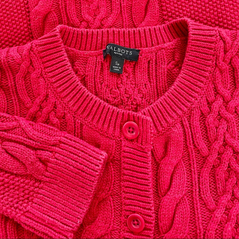 Talbots like new Red ❤️cable knit cardigan